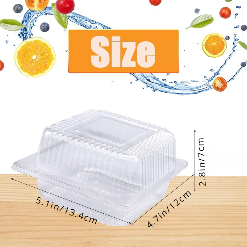 Caja de embalaje de plástico transparente desechable (50 unidades) con  tapa, cajas de plástico desechable para llevar, caja de frutas y verduras