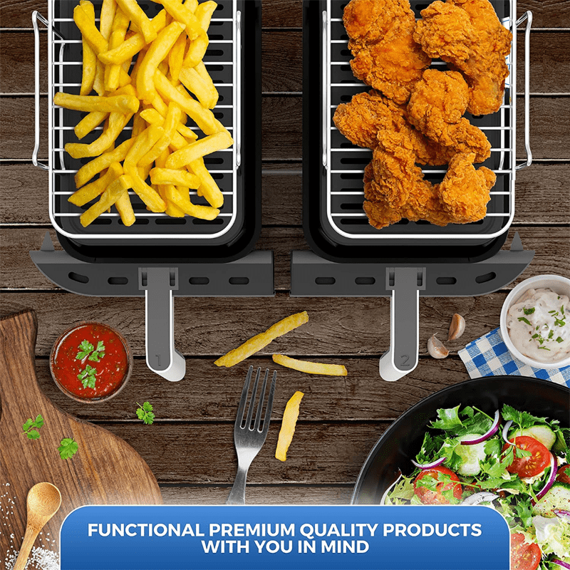1pc 1 set air fryer grilling rack 20cm x 13cm stainless steel baking tray roasting cooking rack air fryers accessories kitchen tool