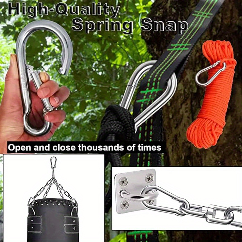 4pcs 304 Stainless Steel Hook Spring Snap Hooks Heavy Duty Carabiner Clip  Keychain 1 96in 2 75in Suitable For Outdoor Camping Fishing Hammocks Swings  Hiking Travel Backpacks Keychains Etc - Sports & Outdoors - Temu