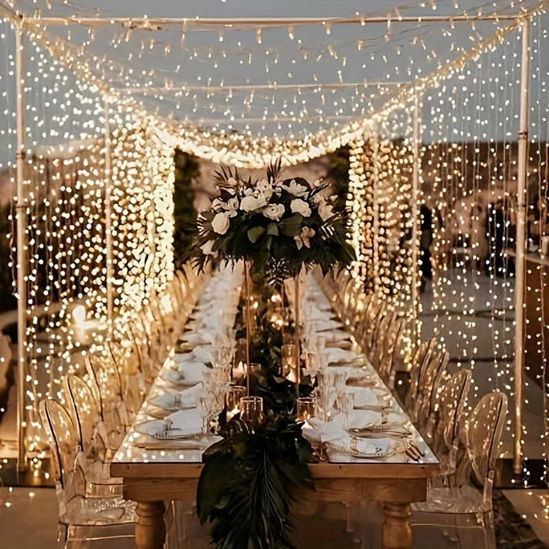 Cortinas de fondo negro con cadena de luces para fiestas, bodas, despedidas  de soltera, 10 x 10 pies, paneles de cortina de telón de fondo de tul