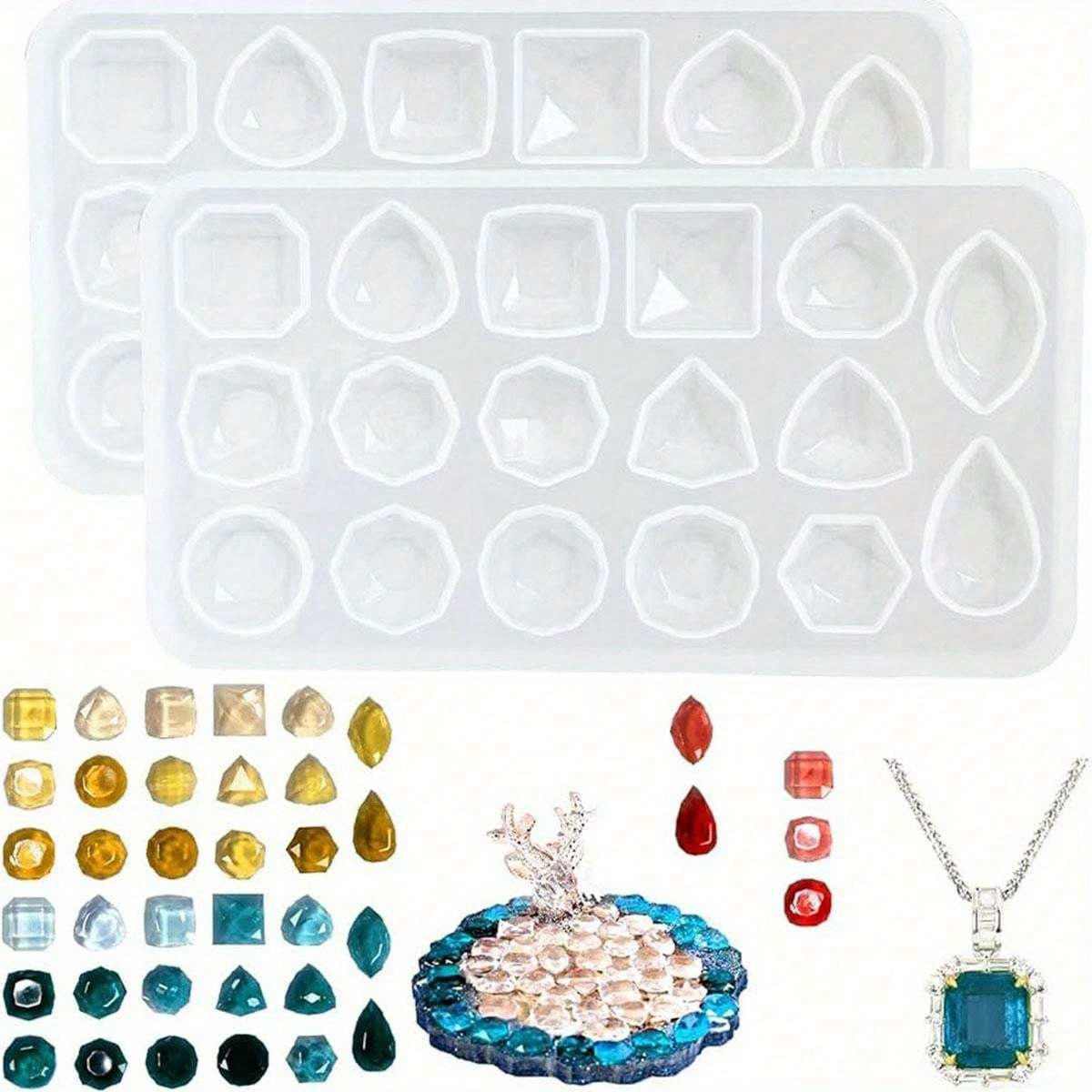 

1pc Diy résine Résine Pendentif Moule en silicone pour la fabrication de bijoux Formes géométriques Pierres précieuses, Cœur, Carré, Triangle, Goutte d'eau Pendentif Moulage Moule en silicone