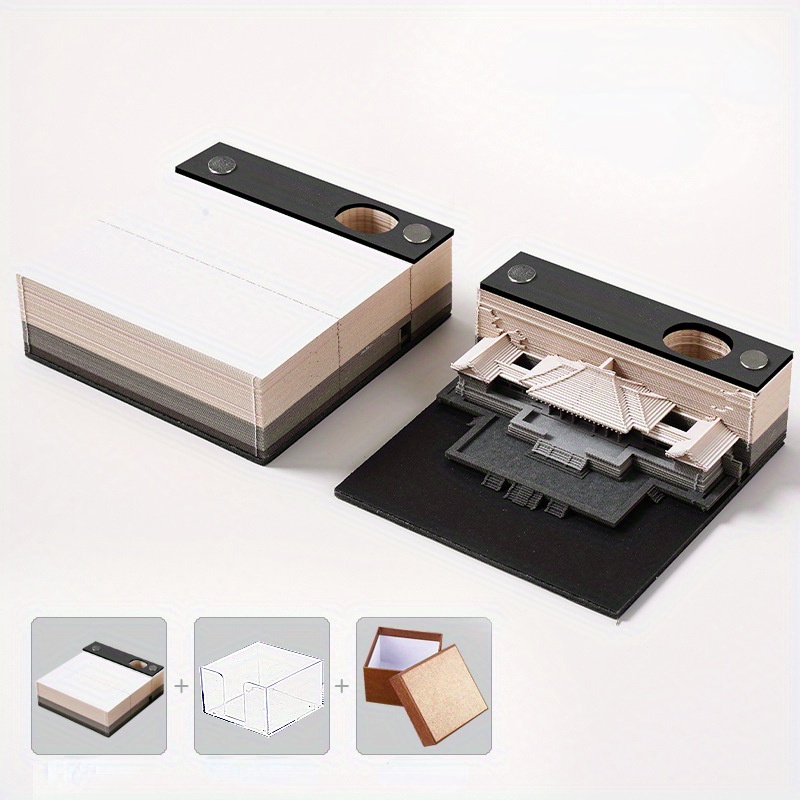 Omoshiroi Block 3D Calendar 2024 Notepad 3D Memo Pad Castle Sticky