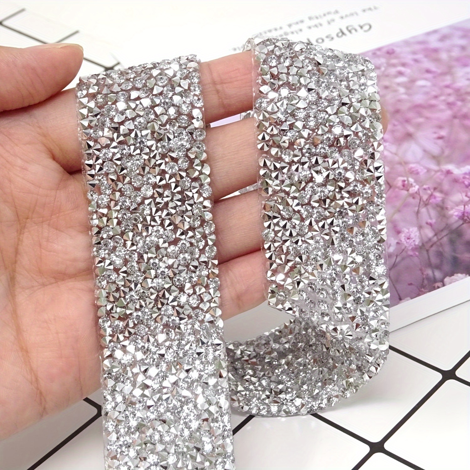 1pc, 0.91 Meter Self Adhesive Rhinestone Trim Diy Resin Rhinestones Ribbon  Stickers For Party Decorations, Wedding Decorations, Arts Crafts, Bling  Silvery Ribbon Rolls For Phone, Car Decoration - Home & Kitchen - Temu  Australia