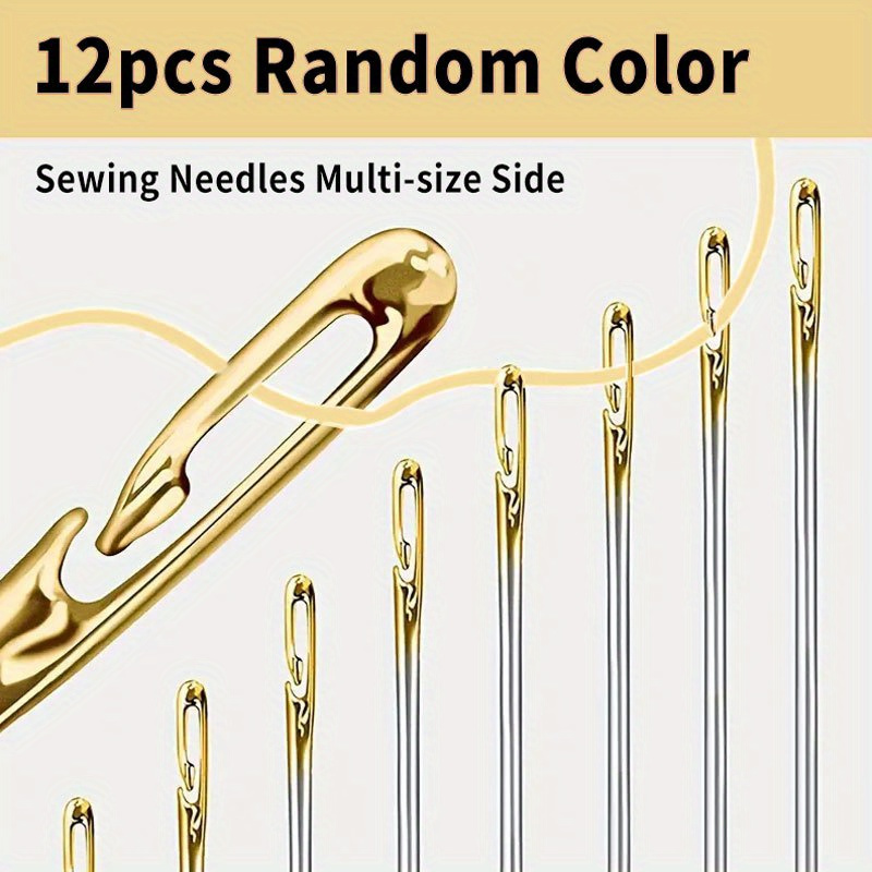 24 PCS Self Threading Needles, Big Eye Hand Sewing Needles Embroidery Needle  for DIY Craft with Vintage Sewing Needles Holder Storage Case