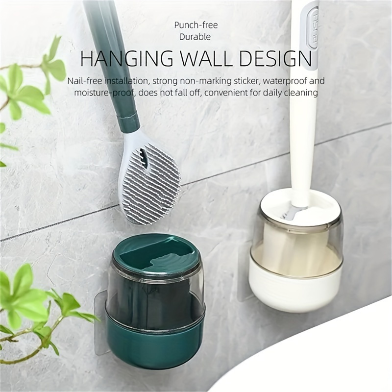 Brosse de toilette TPR à suspendre au mur avec ensemble de supports brosse  de cuvette de toilette baguette de toilette murale avec support à séchage