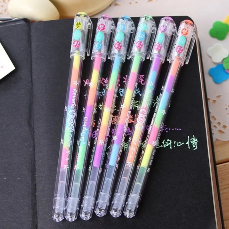 TEMU 3/5pcs Highlighters, 6 Colors, Gel Pen, School Office Supplies