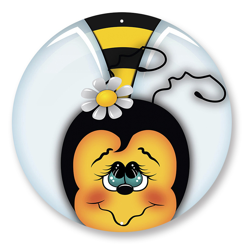 

1pc 8x8inch Aluminum Metal Sign Bumble Bee With White Flower Metal Sign For Wreaths - Honey Bee Wreath Accent
