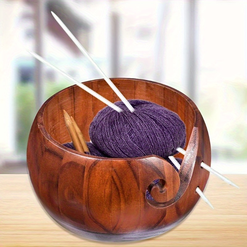 Wooden Yarn Bowl With,Yarn Holder,Knitting & Crochet Bowl,Wool