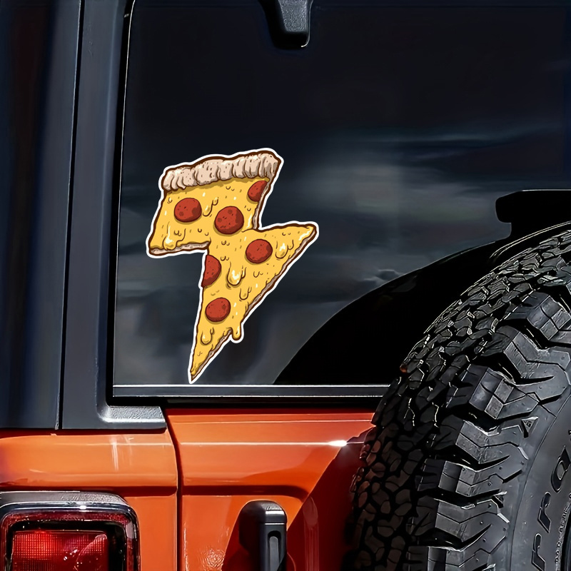 

1pc Ray Cheese Pizza Design Sticker Vinyl Waterproof Sticker For Car Laptop Wall Window Bumper