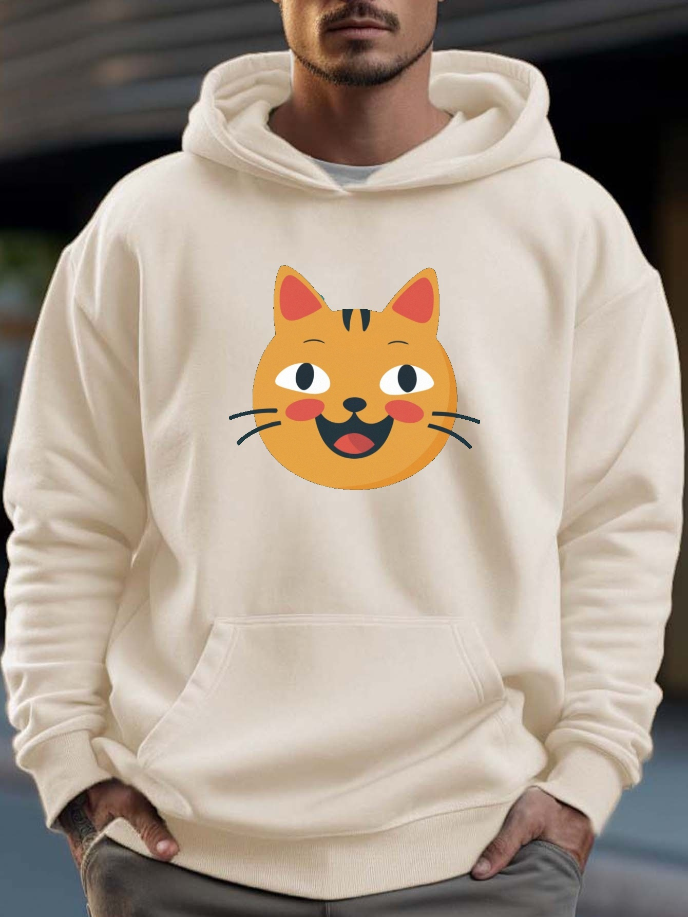 Felpa con Cappuccio Gatto Carino Felpa con Cappuccio Streetwear con Animali  Stampati 3D Felpa con Maniche Lunghe da Uomo Pullover Unisex,S : :  Moda