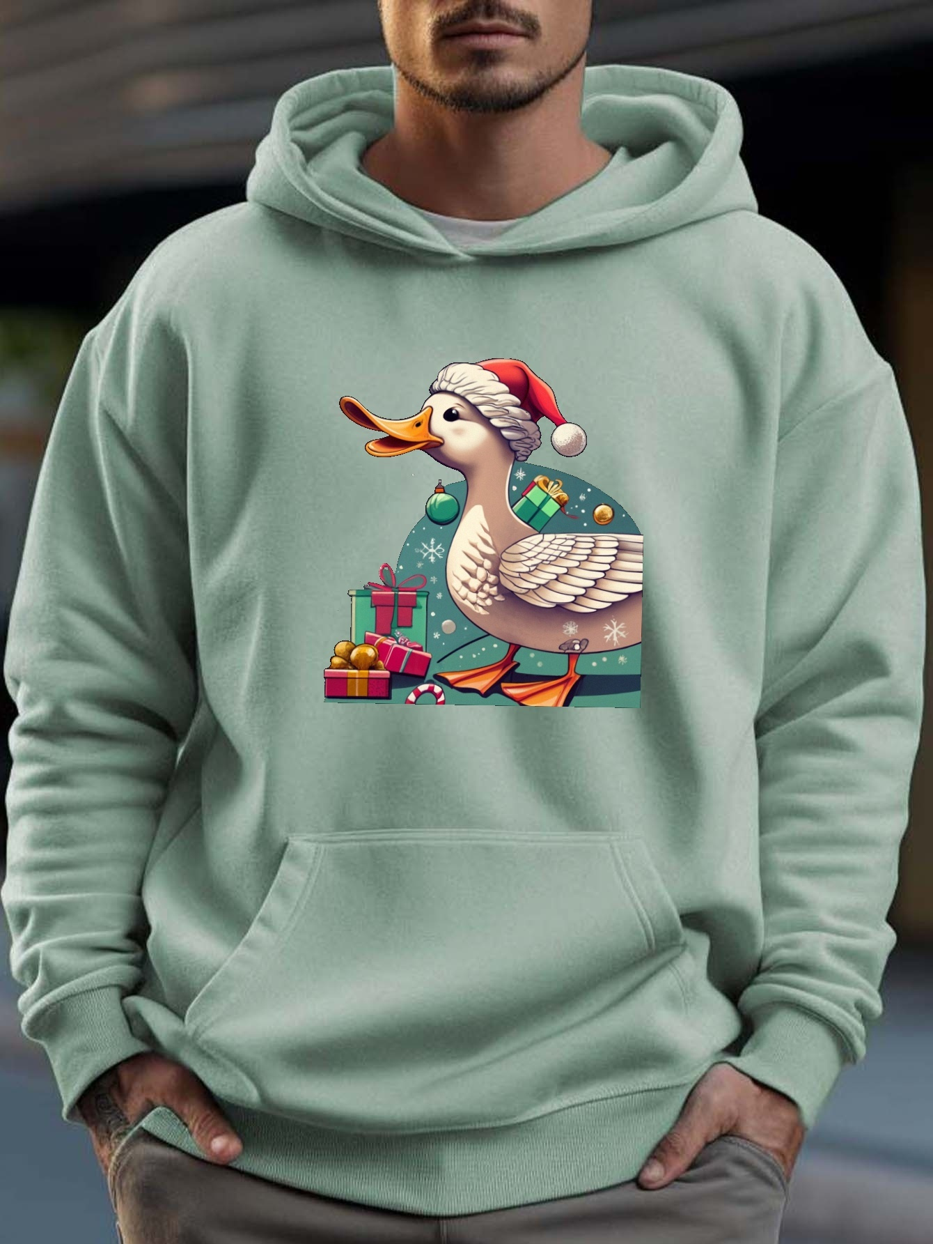 Christmas Duck Print Sweatshirt Sudadera Con Capucha De - Temu Spain