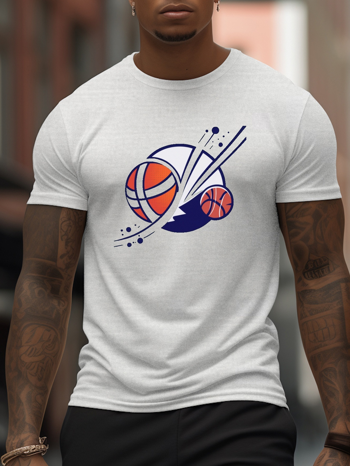 Camiseta Cuello Redondo Hombre Estampado ¨basketball¨ Hombre - Temu