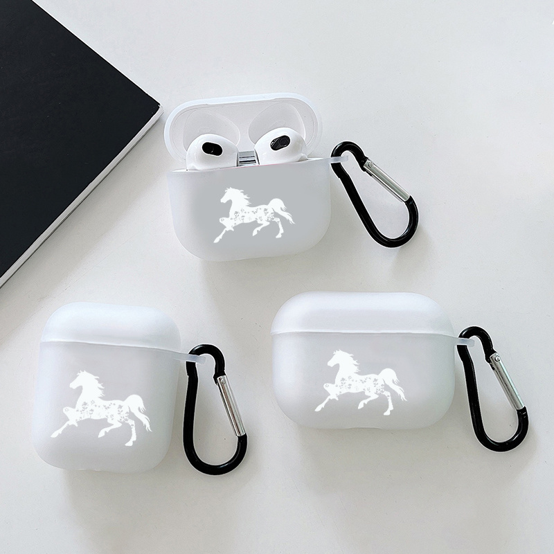 

White Horse Graphic Earphone Case For Airpods 1/2/3, Airpods Pro 1/2, Gift For Birthday, Girlfriend, Boyfriend, Friend Or Yourself