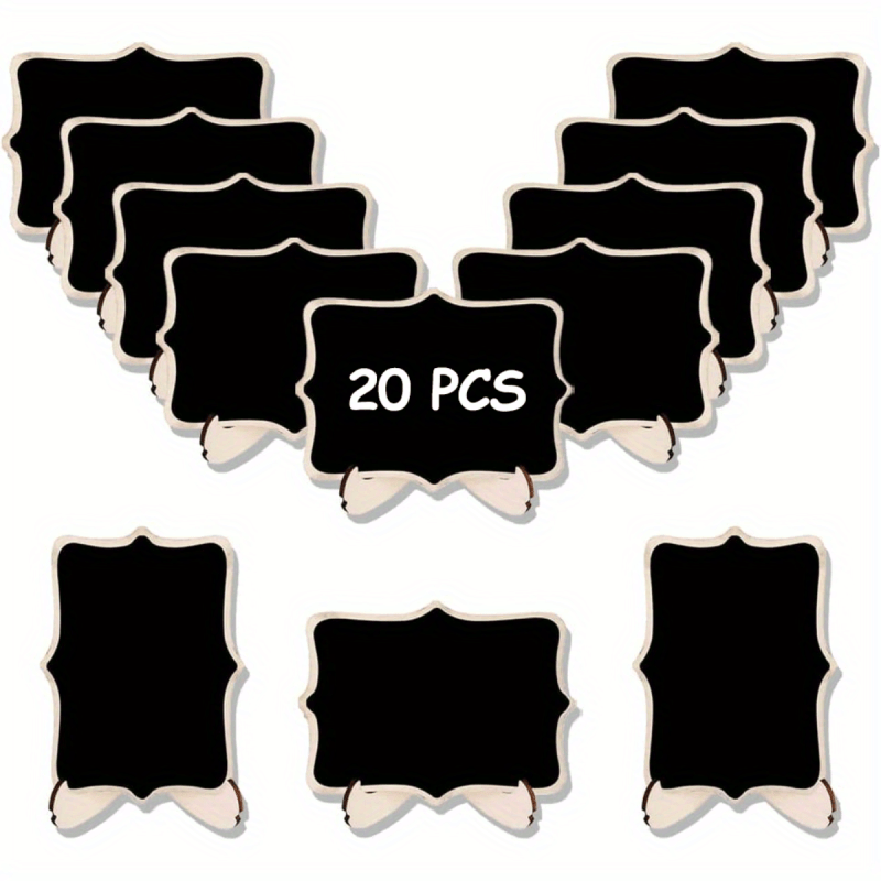 8Pcs Erasable Desktop Chalk Board Chalkboard Tags Small Wooden