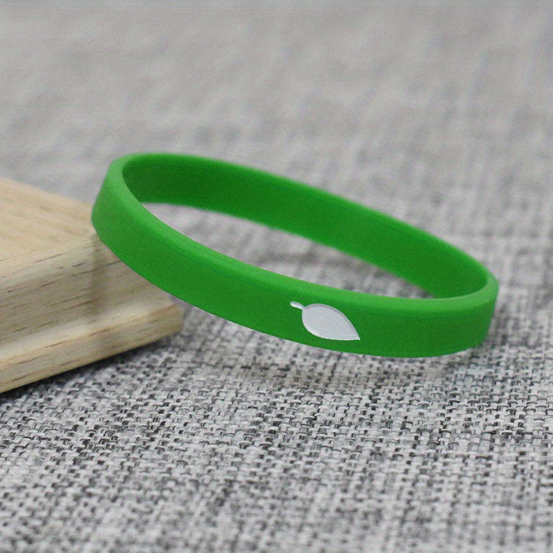 3pcs Green Silicone Wristband Leaves Bracelet