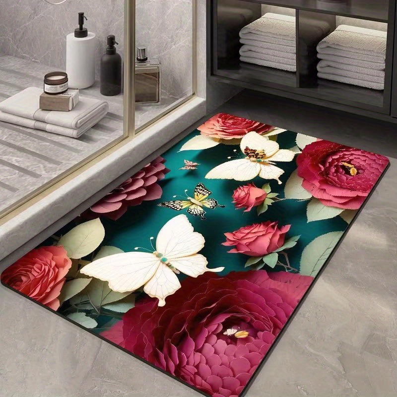 Comprar Alfombrillas de diatomita para baño con flores tridimensionales,  calzado antideslizante, absorbente para alfombras de baño