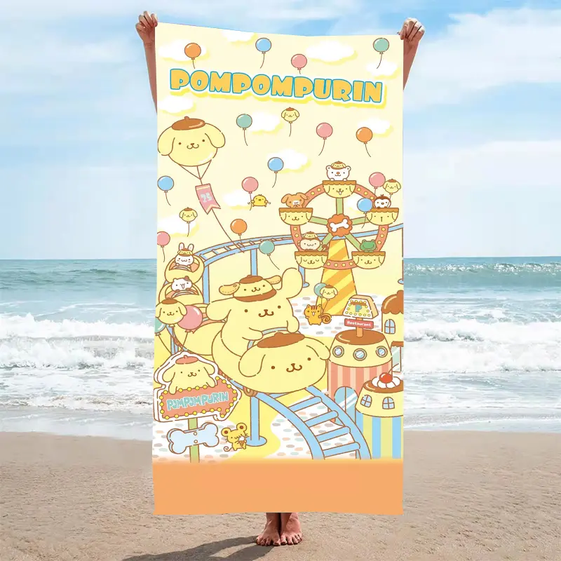 Cute Cartoon Pattern Large Shawl Kawaii * Cinnamon Dog Kuromi Beach Bath Towel Vacation Sunscreen Beach Towel