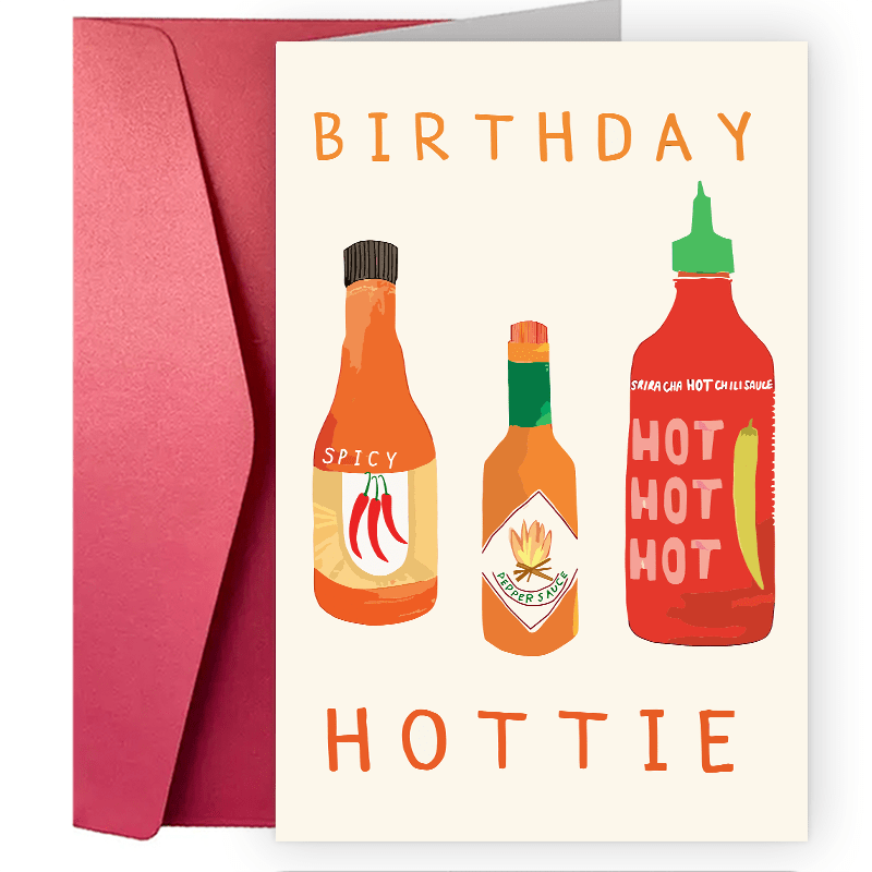 

1 Funny Creative Birthday Card Hot Sauce Birthday Card | Hottie Funny Humour Greeting Card Hot Sauce Franks Tabasco Sri Vegan, Birthday Card For Boyfriend Girlfriend