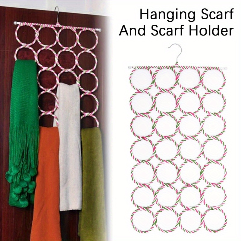 

1pc Round Ring Ties Storage Hanger, Metal Rack For Ties, Scarves, Belts, Clothes Organizer For Bedroom, Balcony, Dorm, Back To School Essential