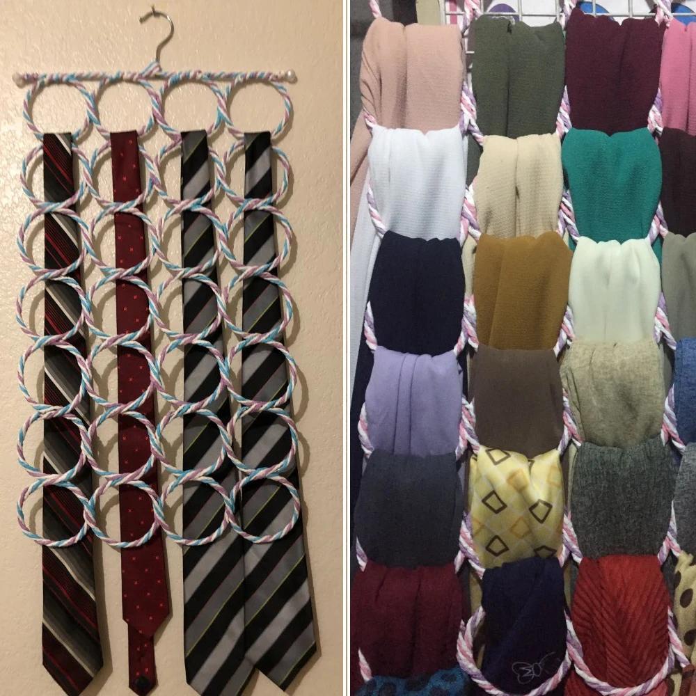 1pc round ring ties storage hanger metal rack for ties scarves belts clothes organizer for bedroom balcony dorm back to school essential details 2