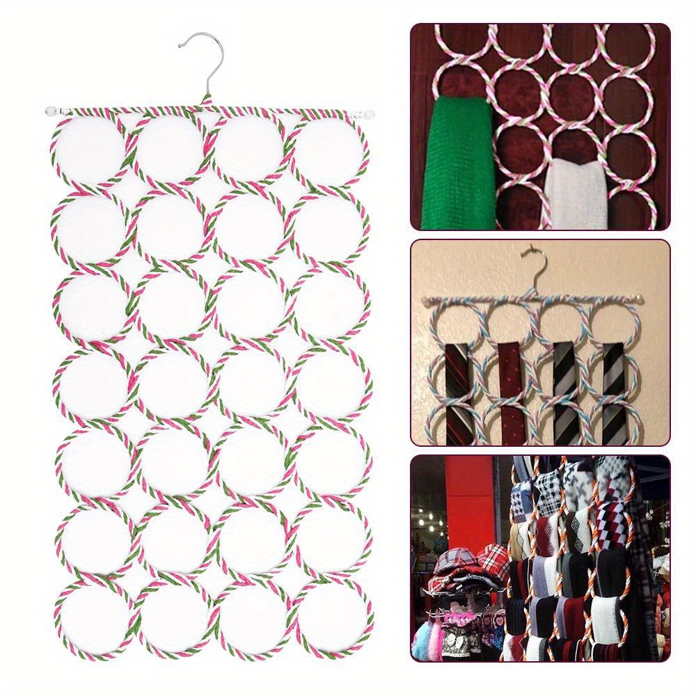 1pc round ring ties storage hanger metal rack for ties scarves belts clothes organizer for bedroom balcony dorm back to school essential details 5