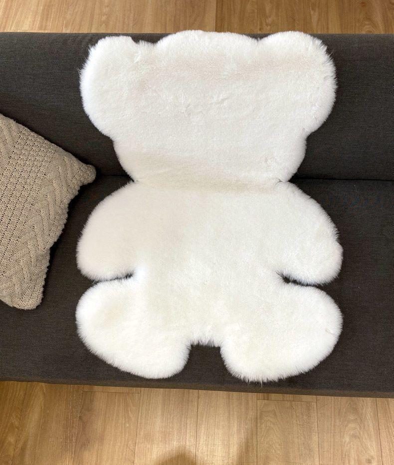 1pc bear shaped area rug cute animal pattern fluffy   furry throw carpet anti   floor mat for sofa shower supplies entryway sofa seat floating window spring decor home   area spring decor room supplies details 3