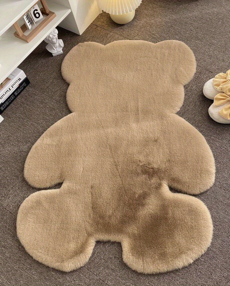 1pc bear shaped area rug cute animal pattern fluffy   furry throw carpet anti   floor mat for sofa shower supplies entryway sofa seat floating window spring decor home   area spring decor room supplies details 4