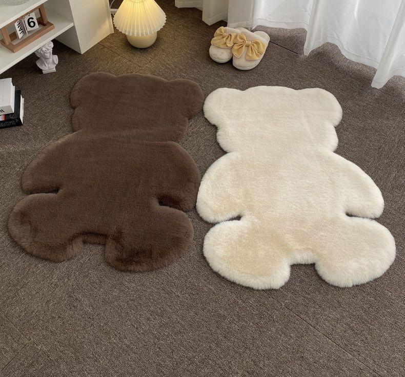 1pc bear shaped area rug cute animal pattern fluffy   furry throw carpet anti   floor mat for sofa shower supplies entryway sofa seat floating window spring decor home   area spring decor room supplies details 5