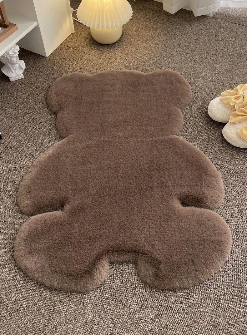 1pc bear shaped area rug cute animal pattern fluffy   furry throw carpet anti   floor mat for sofa shower supplies entryway sofa seat floating window spring decor home   area spring decor room supplies details 6