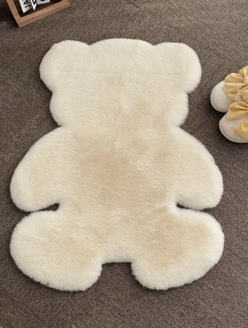 1pc bear shaped area rug cute animal pattern fluffy   furry throw carpet anti   floor mat for sofa shower supplies entryway sofa seat floating window spring decor home   area spring decor room supplies details 7