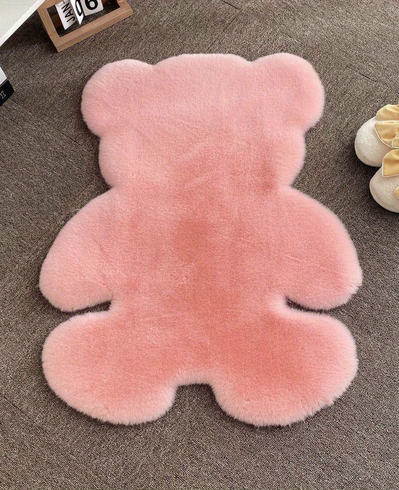 1pc bear shaped area rug cute animal pattern fluffy   furry throw carpet anti   floor mat for sofa shower supplies entryway sofa seat floating window spring decor home   area spring decor room supplies details 8