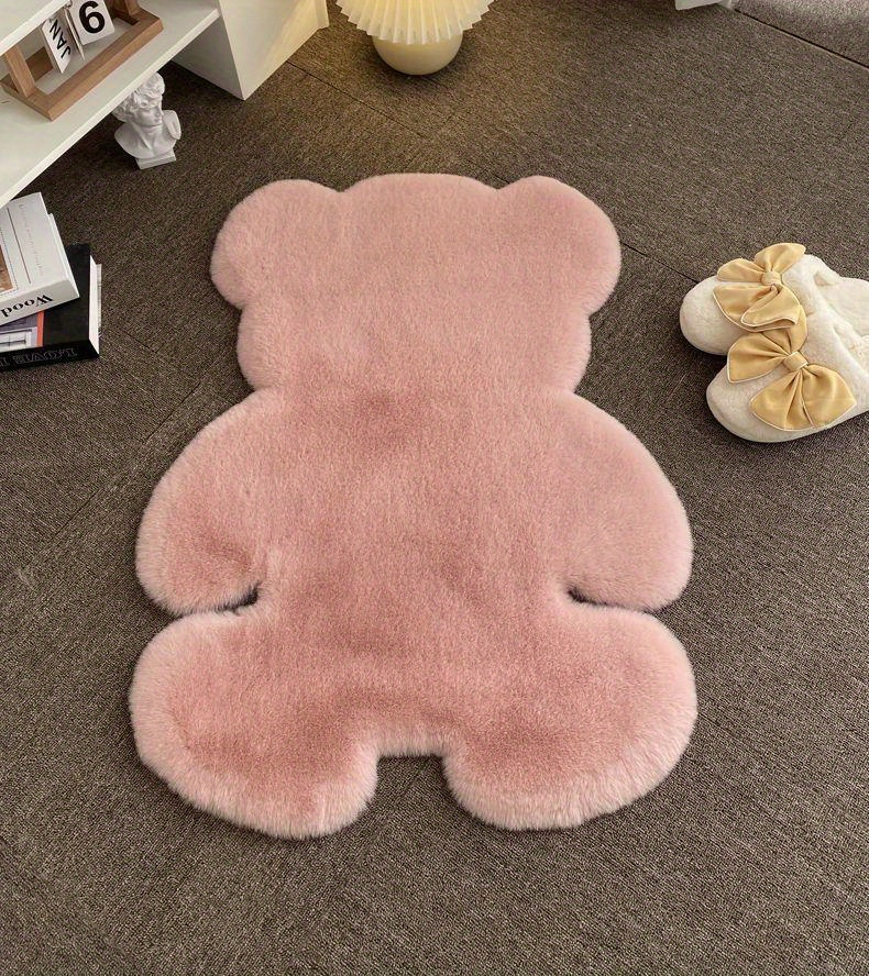 1pc bear shaped area rug cute animal pattern fluffy   furry throw carpet anti   floor mat for sofa shower supplies entryway sofa seat floating window spring decor home   area spring decor room supplies details 9