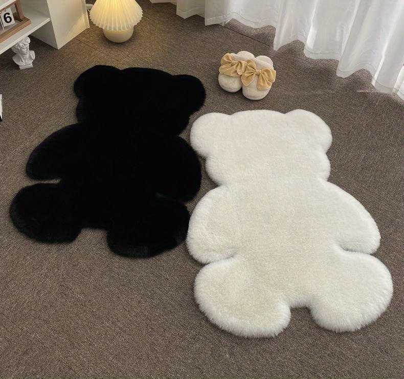 1pc bear shaped area rug cute animal pattern fluffy   furry throw carpet anti   floor mat for sofa shower supplies entryway sofa seat floating window spring decor home   area spring decor room supplies details 16