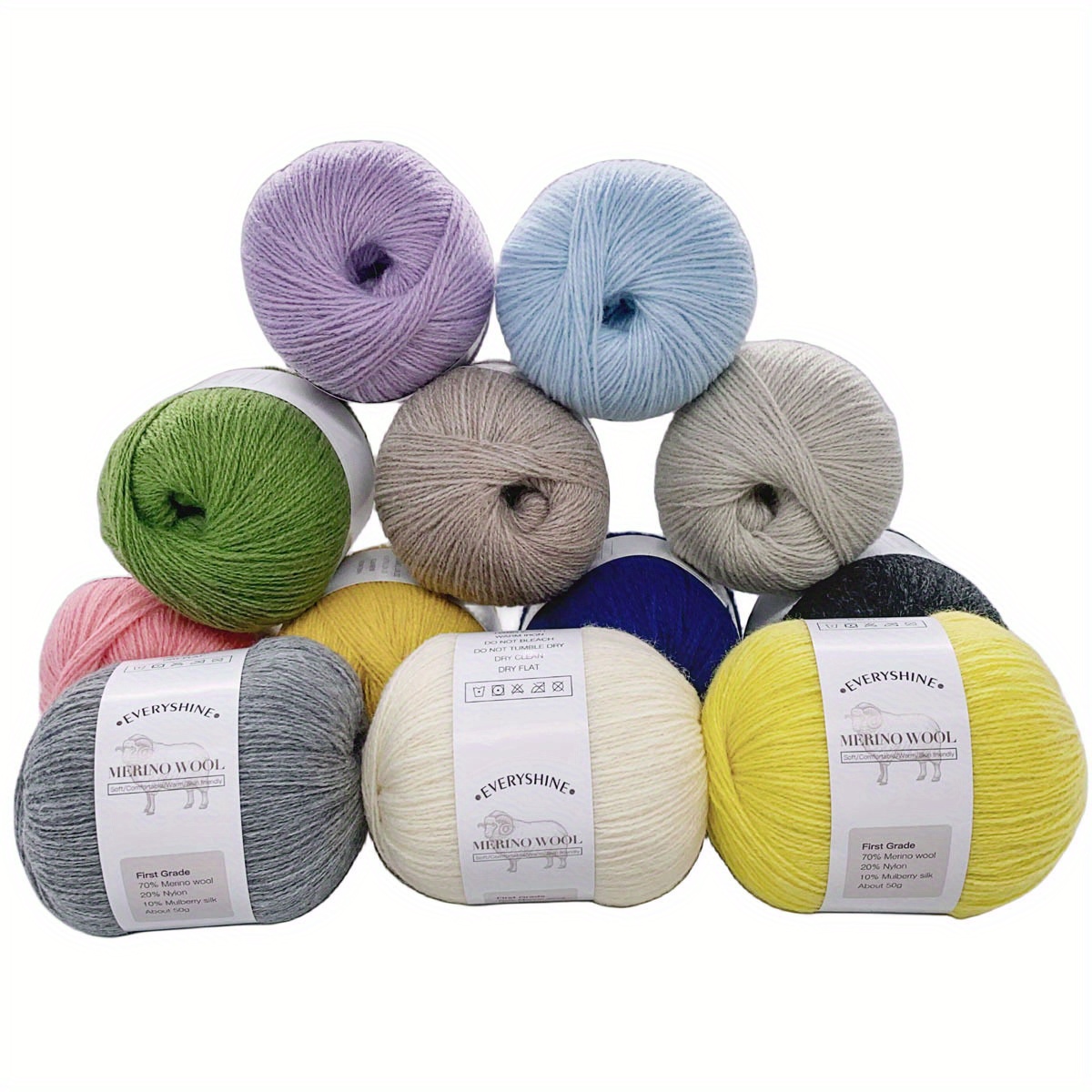 1PCS 100% Merino Wool Yarn for Crocheting,4-Ply Yarn for Knitting,Crochet  Yarn Knitting Yarn for Sweater,Scarf，Hat,Socks,Blankets(Light Grey)