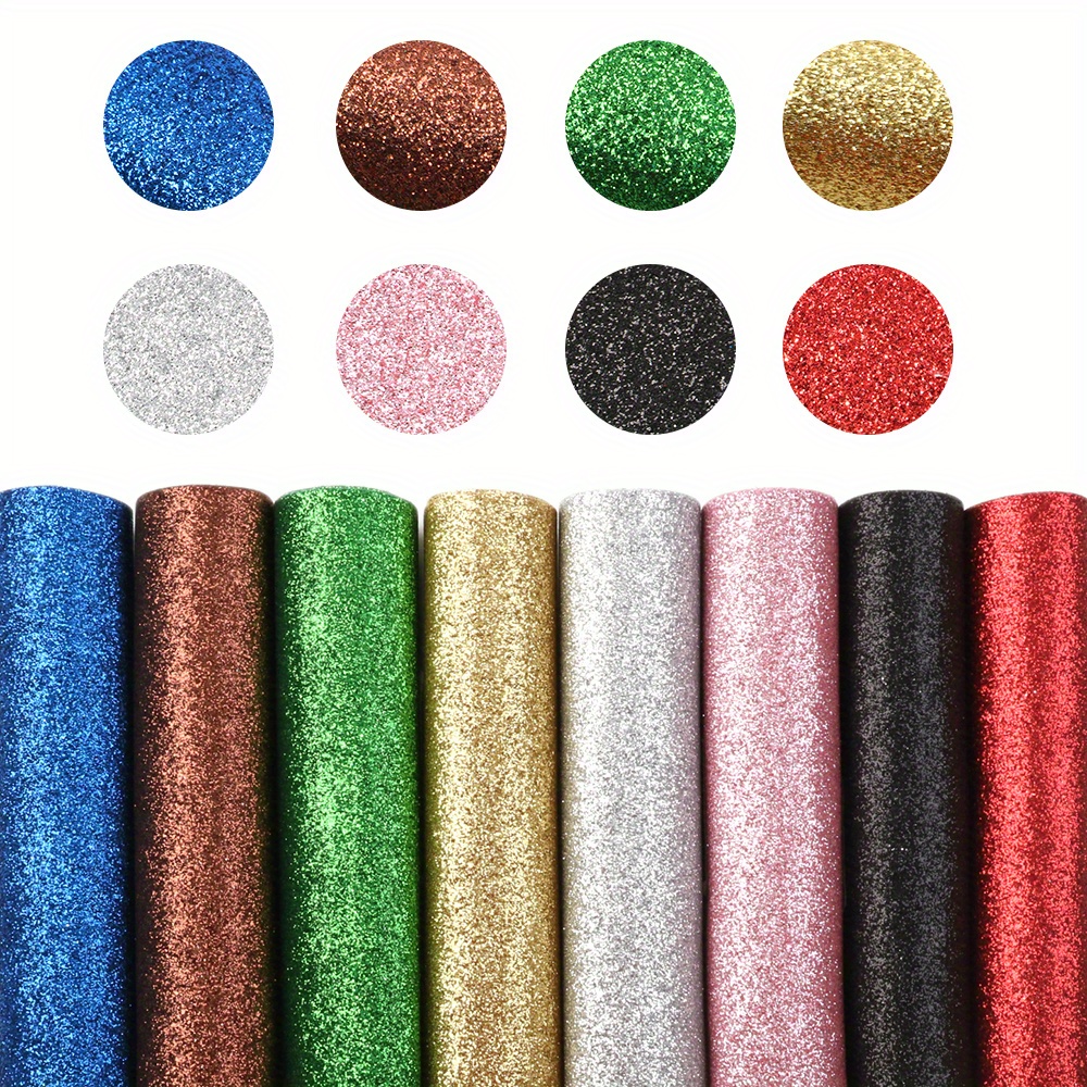 E-shop A5 Glitzer Kunstleder-Set 8 Stück/Set 5,9*8,26 Zoll Stoffblätter für DIY Schleifen Lederbasteln Handwerksmaterial