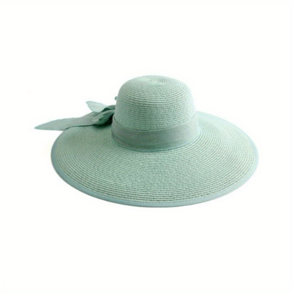 Bucket Sun Hats Women Big Brim Straw HatFloppy Wide Brim Hat New Bowknot  Folding Beach Cap