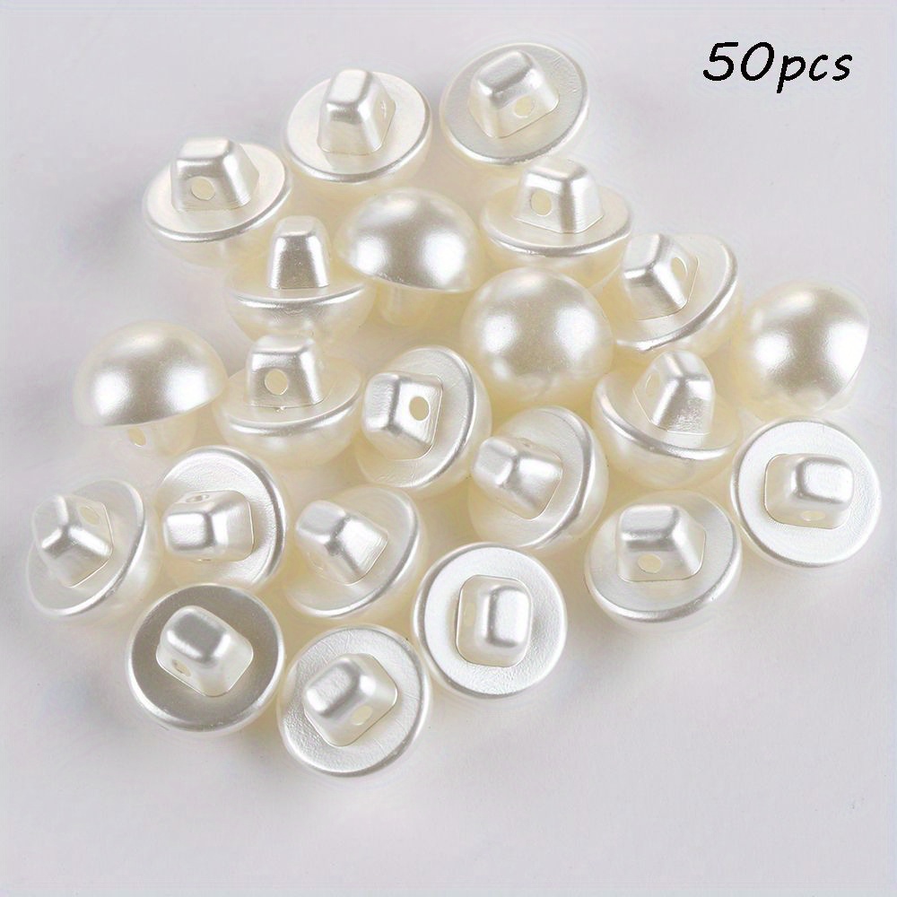 

50pcs 10mm Round Sewing Pearl Buttons Mushroom Buttons For Clothing Dress Accessories Scrapbooking Garment Decorative Diy Crafts Tool