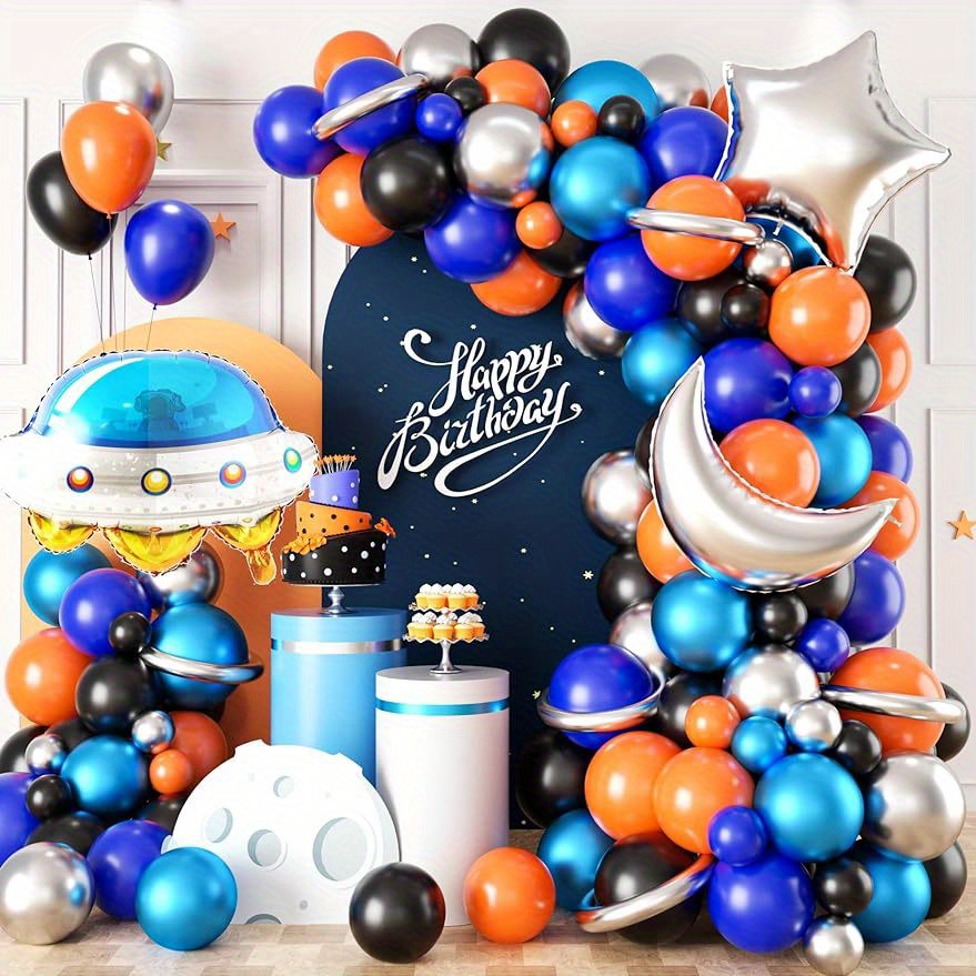 Orange Blue Moon Star Outer Space Balloon Garland Kit Space - Temu