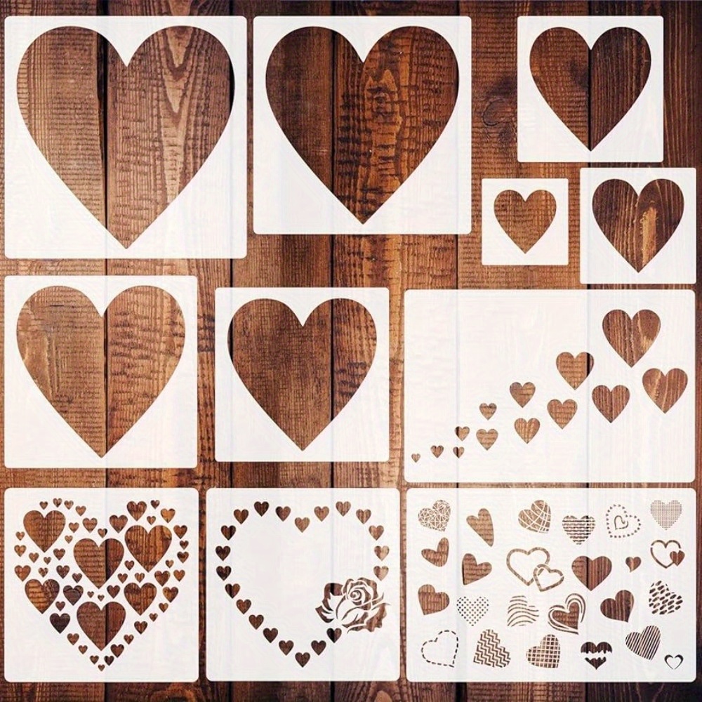 3pcs Heart Stencils, Reusable Heart Stencil Template Plastic Stencils For  Painting On Wood Wall Home Decor DIY Crafts