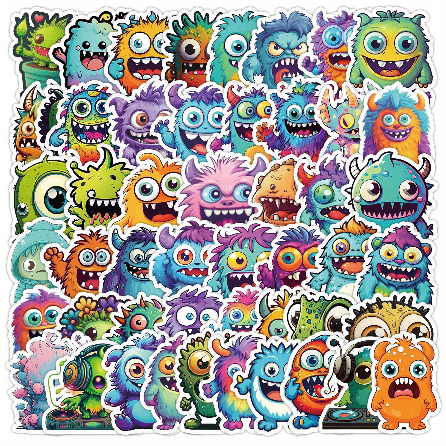 50pcs Cute Decals Graffiti Vinyl Decorated Suitcase Water Bottle Diy Skateboard Luggage Helmet Self Adhesive