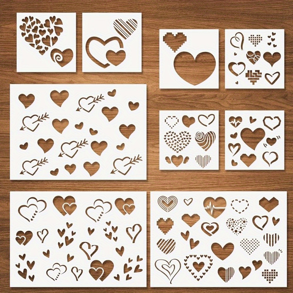 3pcs Heart Stencils, Reusable Heart Stencil Template Plastic Stencils For  Painting On Wood Wall Home Decor DIY Crafts