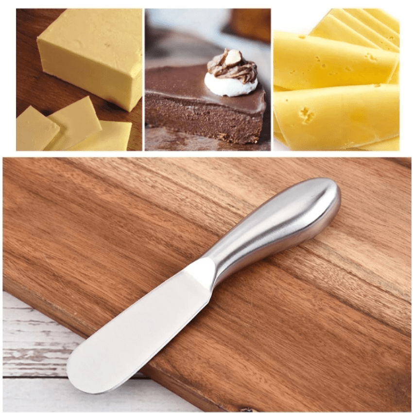 Cuchillo para cortar quesos blandos, de acero inoxidable de una pieza.