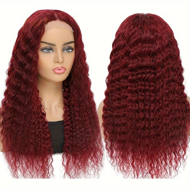 Reddish Brown Deep Wave Lace Front Wigs Human Hair 13x4 Hd - Temu