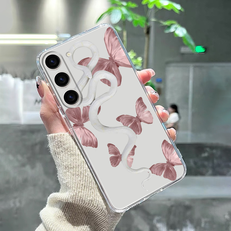 

Luxury Shockproof Clear Pattern White Snake And For S23 S23 Ultra S20 S20+ S20 Fe S21 Fe 5g S22 S22+ For A14/a23/a32 55g/a52/a54 5g For Iphone 15plus 15 Pro Max