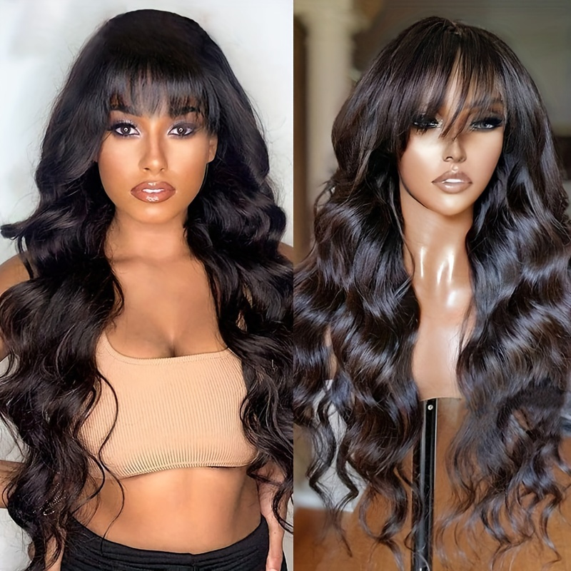 200 Density Body Wave Lace Front Wig Human Hair Wigs Bangs Temu