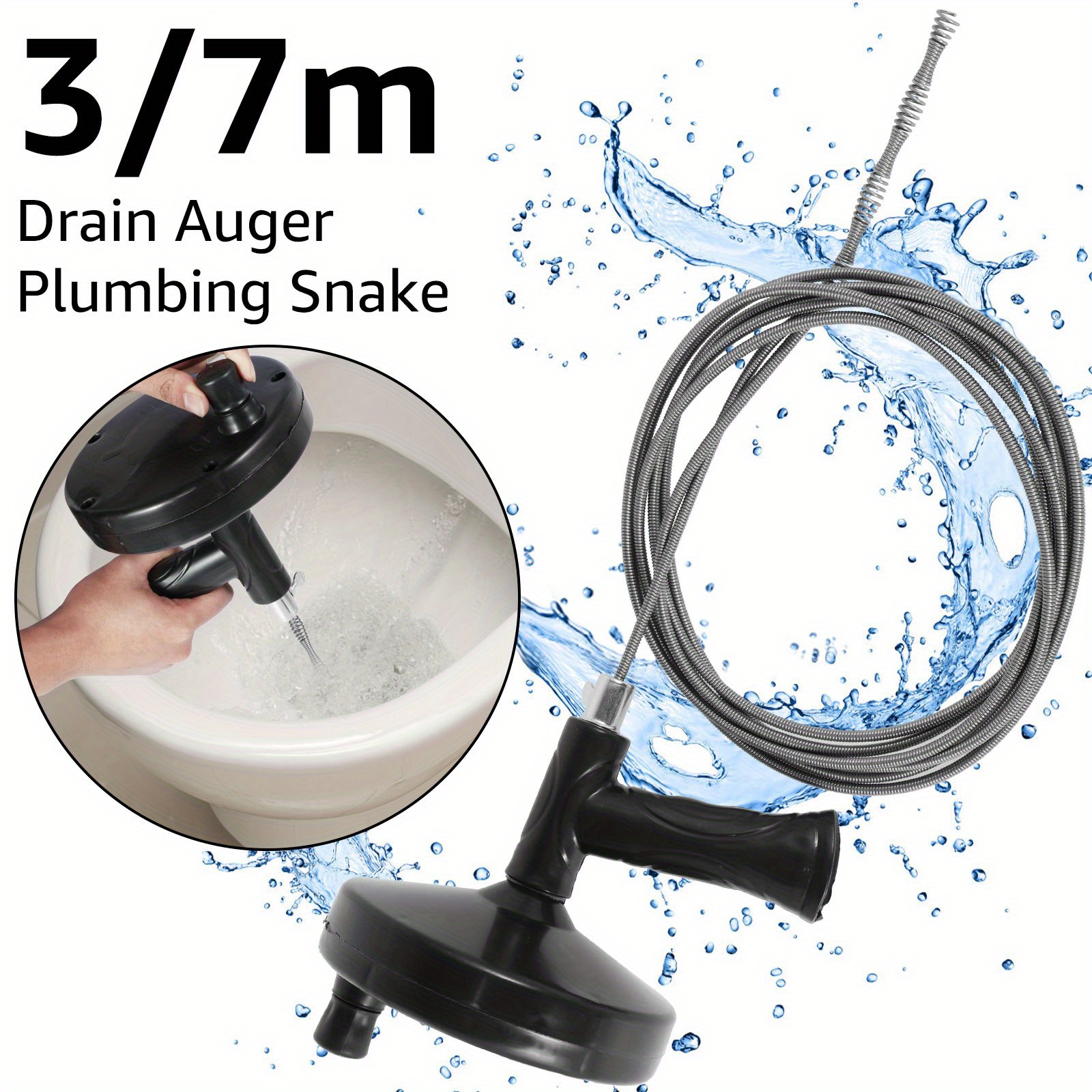 Plumbing Snake Drain Auger Manual Snake Drain Clog Remover with Non-slip  Handle for Bathroom Kitchen Bathtub Shower Sink