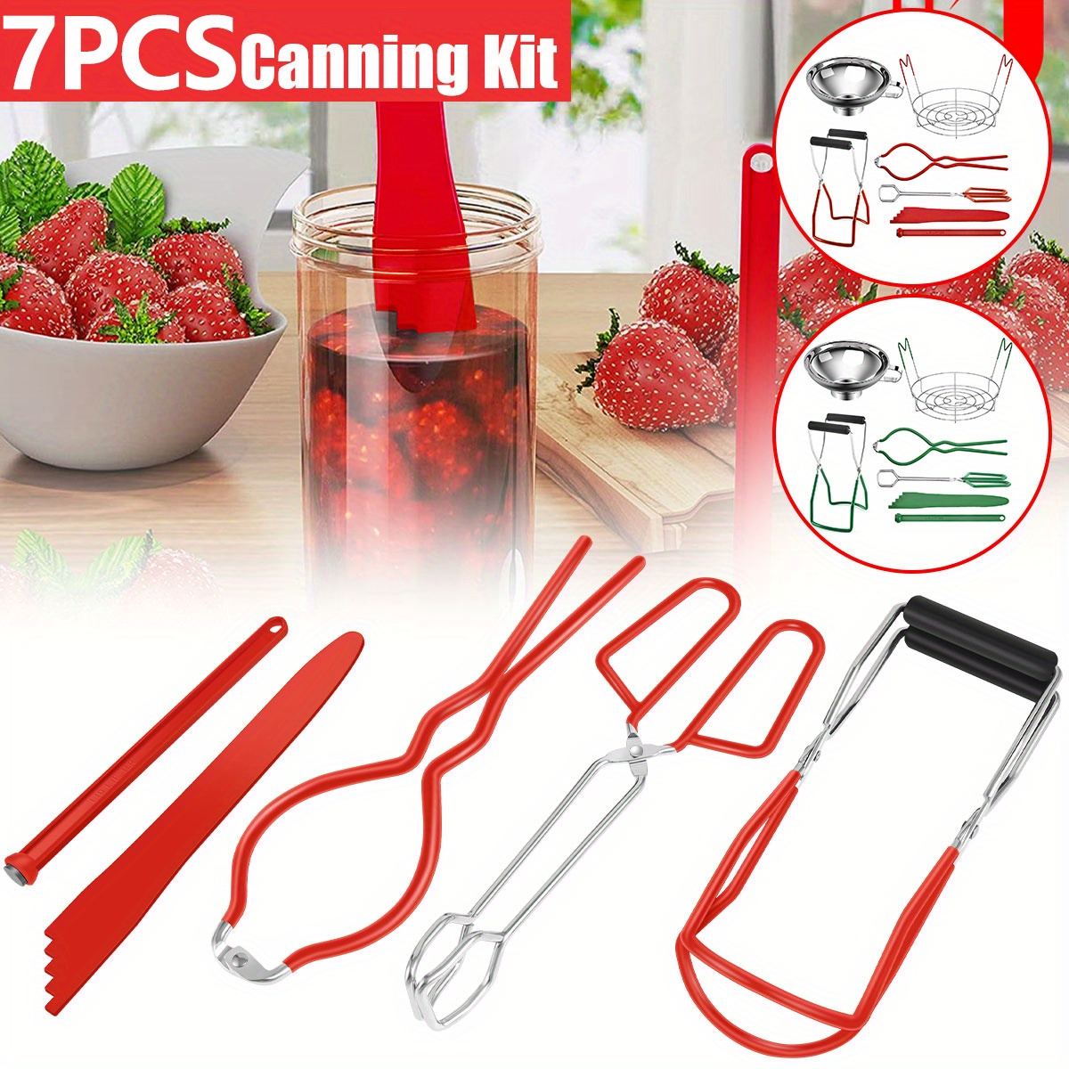 6pcs Canning Tools - Stainless Steel Canning Set/pickling Kit For Beginners  - Canning Kit Includes Extra Wide Mouth Funnel For Mason Jars