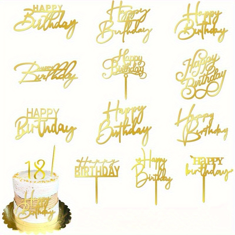 Scritta BUON COMPLEANNO cake topper colore Oro per torte in