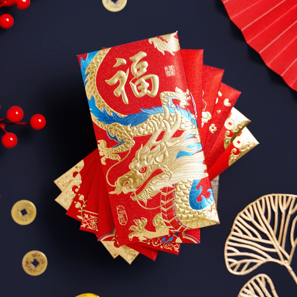 Rotyroya Enveloppes rouges pour le Nouvel An chinois 2023, enveloppe rouge  pliable, motif dessin animé, 6 8 10 cartes, positions, Nouvel An chinois