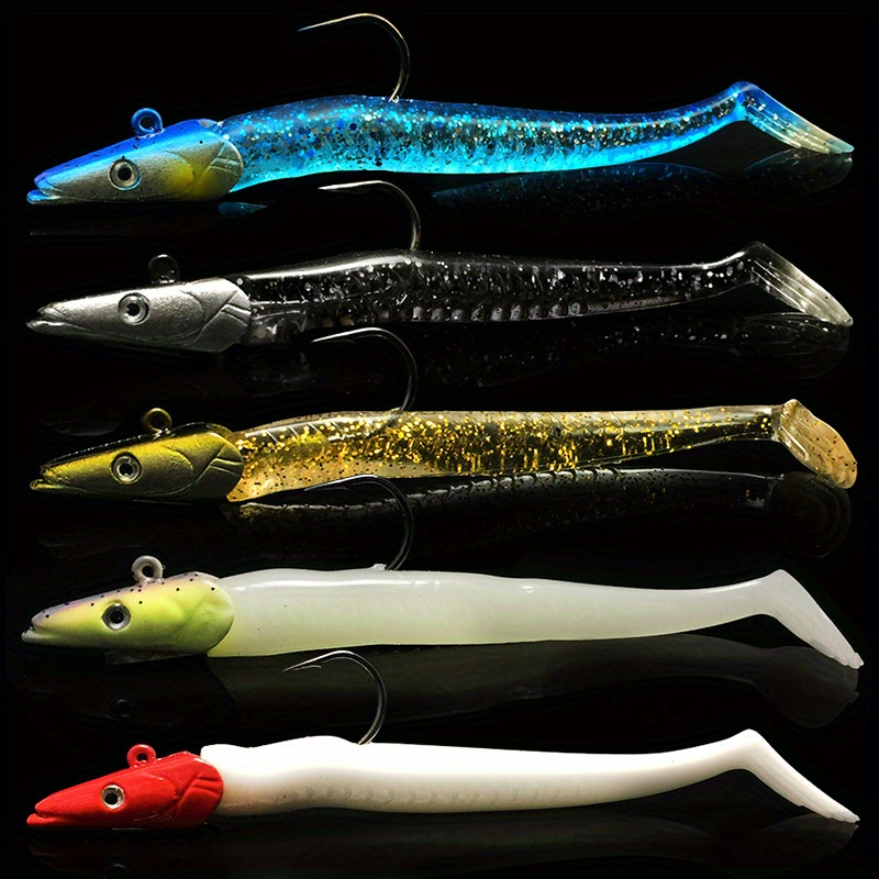 Image of 12.5cm/4.9in/22g Sinking Lead Head Bait 5-color Lures Fish Hooks Soft Bait Road Bait Luminous Fishing Gear